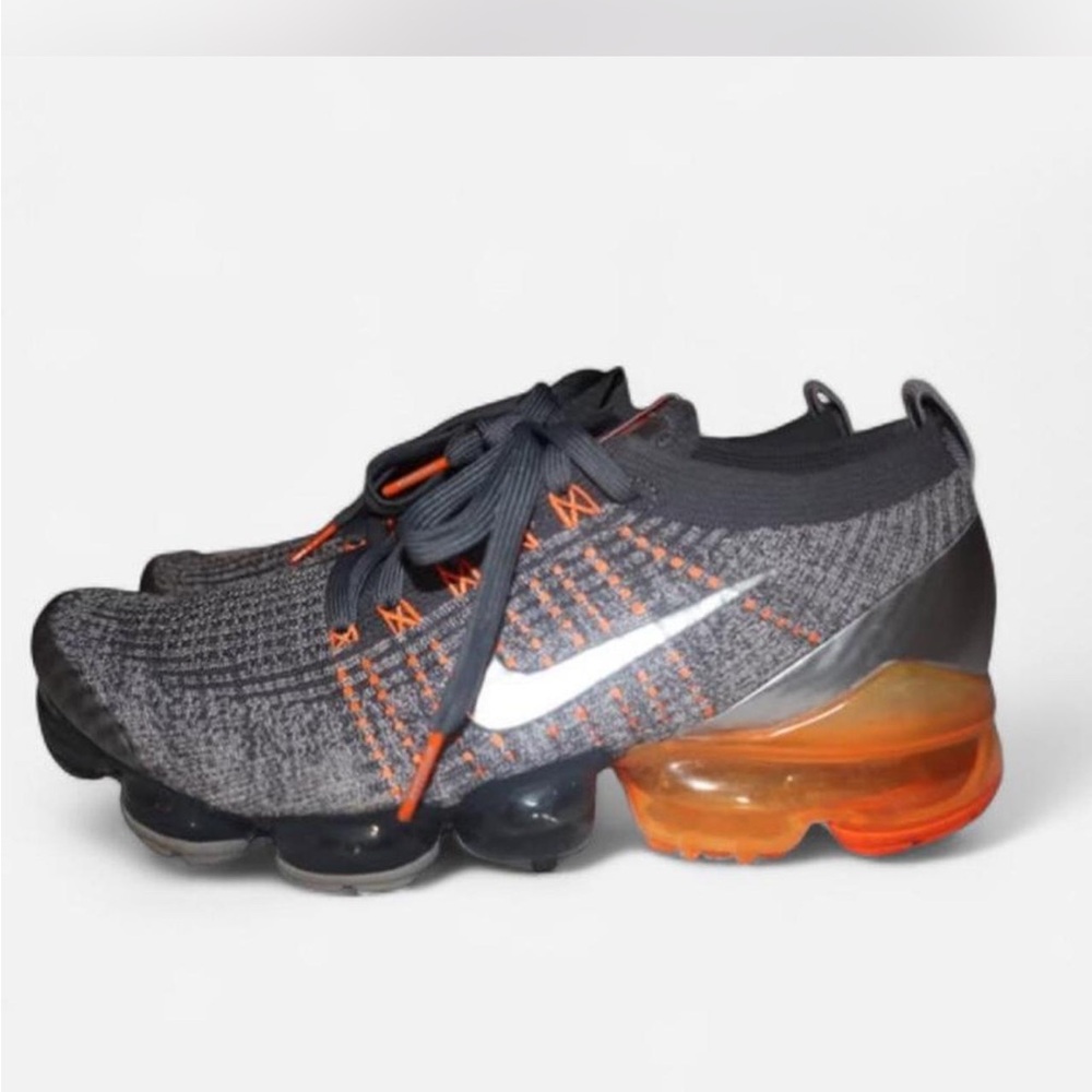 Nike Dark Gray and Total Orange VaporMax Flyknit 3